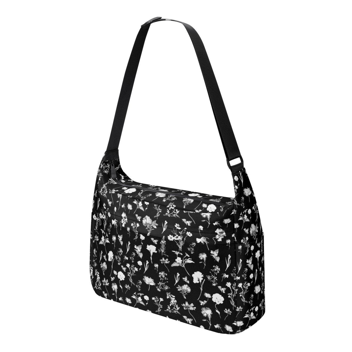 Black Floral Messenger Bag - Journey Laptop Messenger & Shoulder Bag