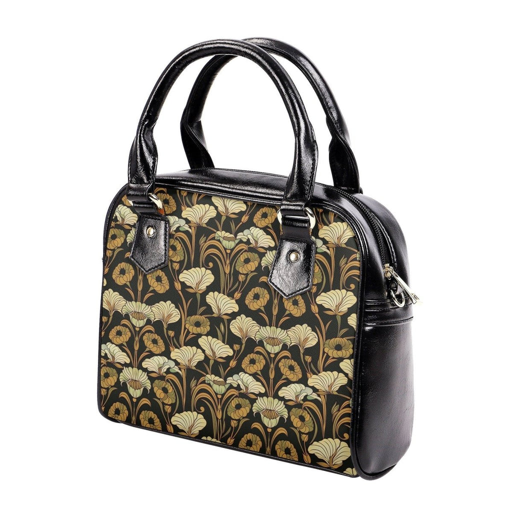 Art Nouveau Print Handbag - Beige - faux leather Shoulder Handbag - Vintage Floral