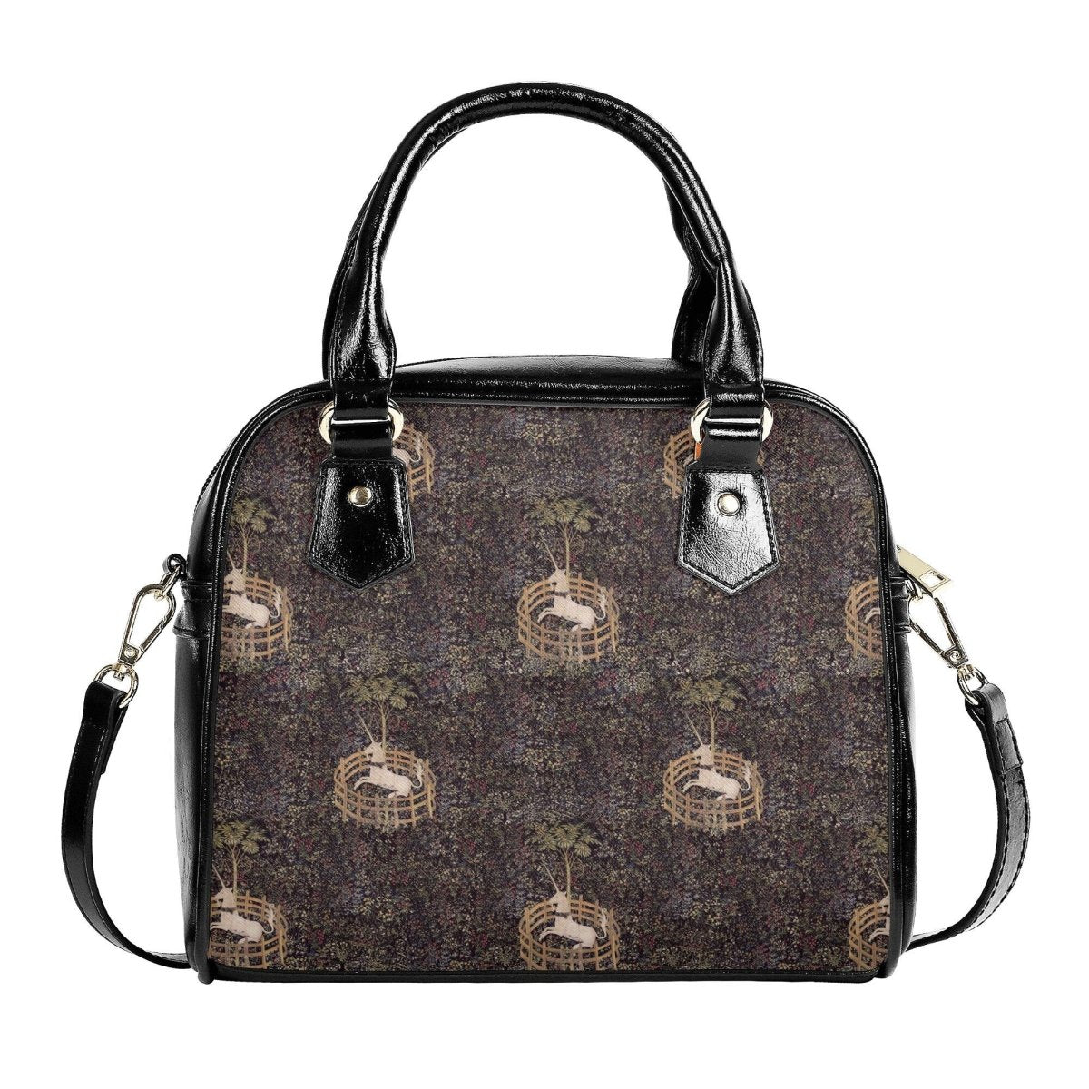Vintage Unicorn Handbag - Millefleur Purse - Medieval Bag - Unicorn in Captivity - Faux Leather