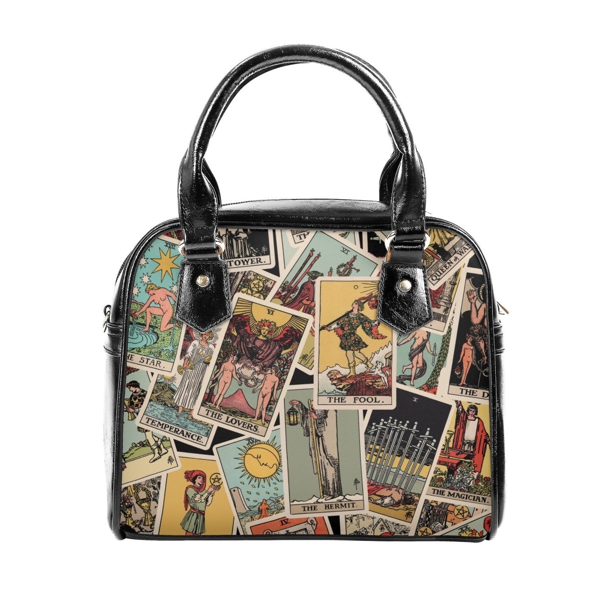 Tarot Cards Handbag- Rider Waite Print - Tarot Purse - Vegan Leather Shoulder Handbag