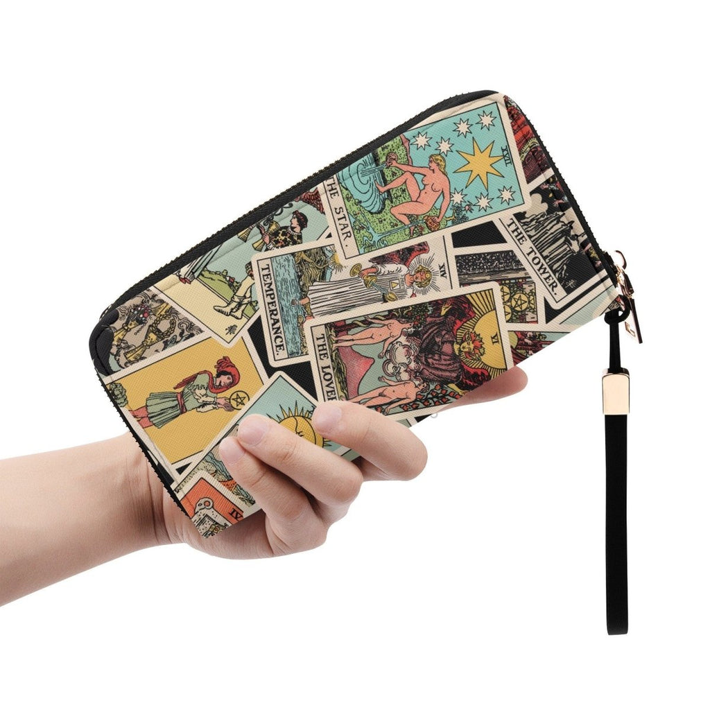 Tarot Cards Wallet - Rider Waite Print - Tossed Pattern - Zipper Wallet