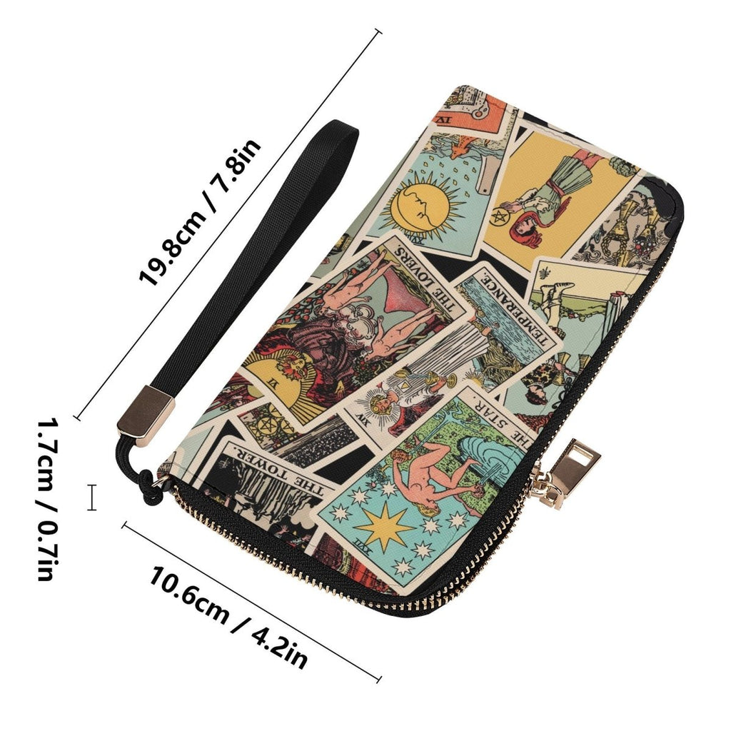 Tarot Cards Wallet - Rider Waite Print - Tossed Pattern - Zipper Wallet