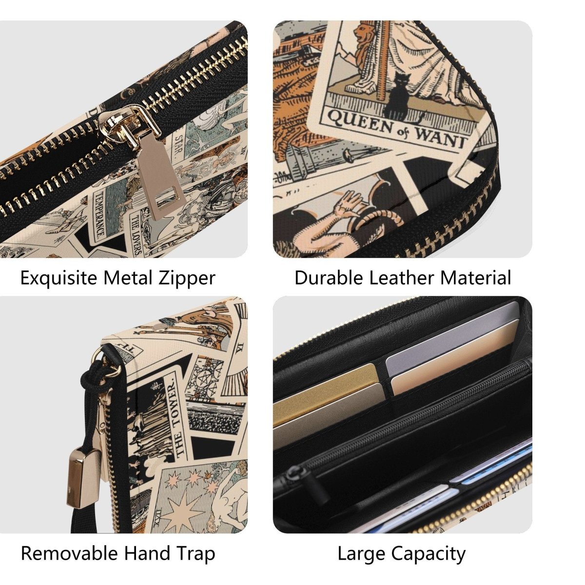 Tarot Wallet - Rider Waite Print - Beige - Wristlet
