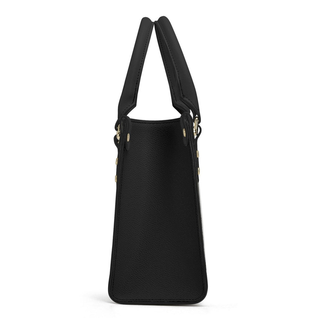 Lady with Unicorn Black Handbag - Luxury Vegan Leather - With Shoulder Strap