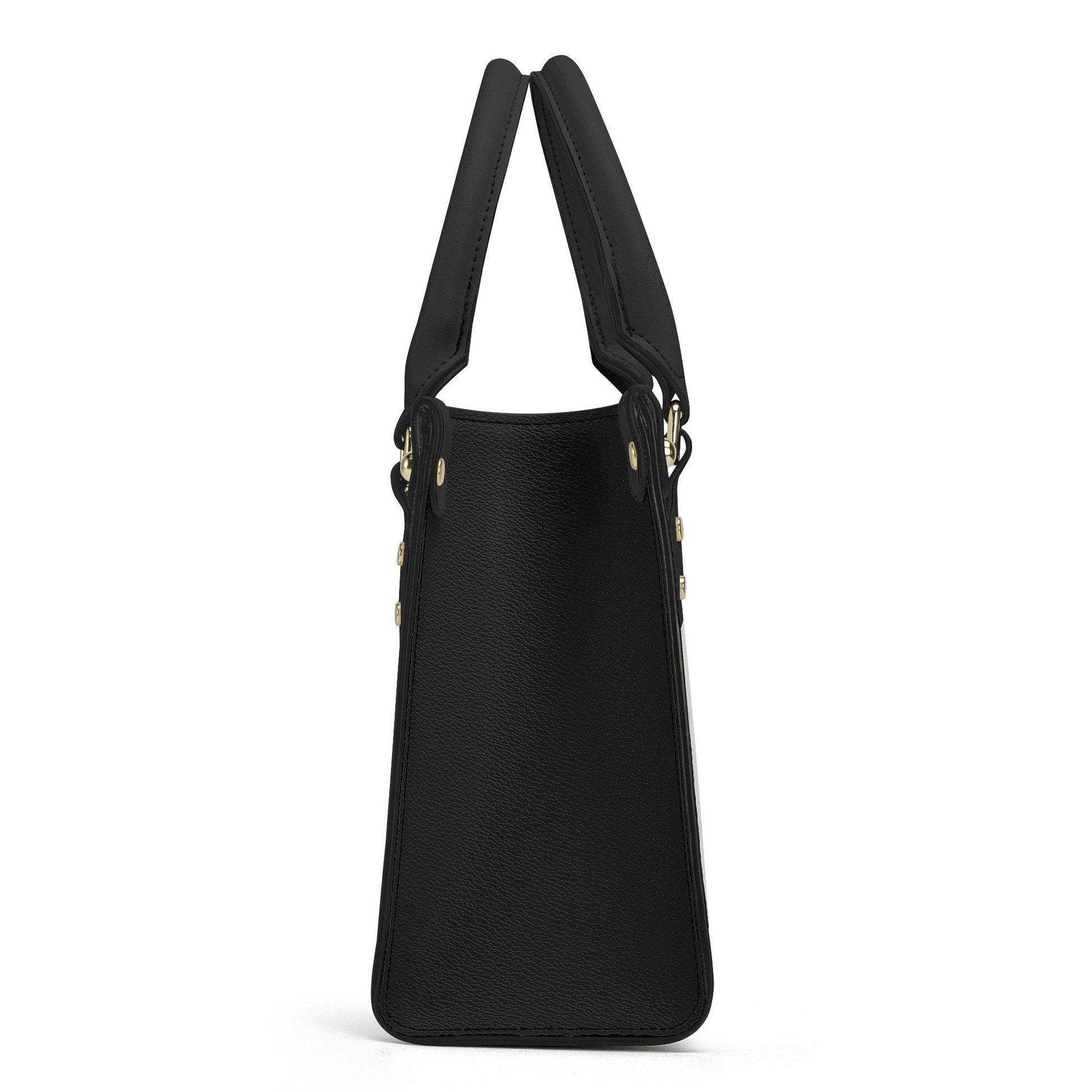 Lady with Unicorn Black Handbag - Luxury Vegan Leather - With Shoulder Strap