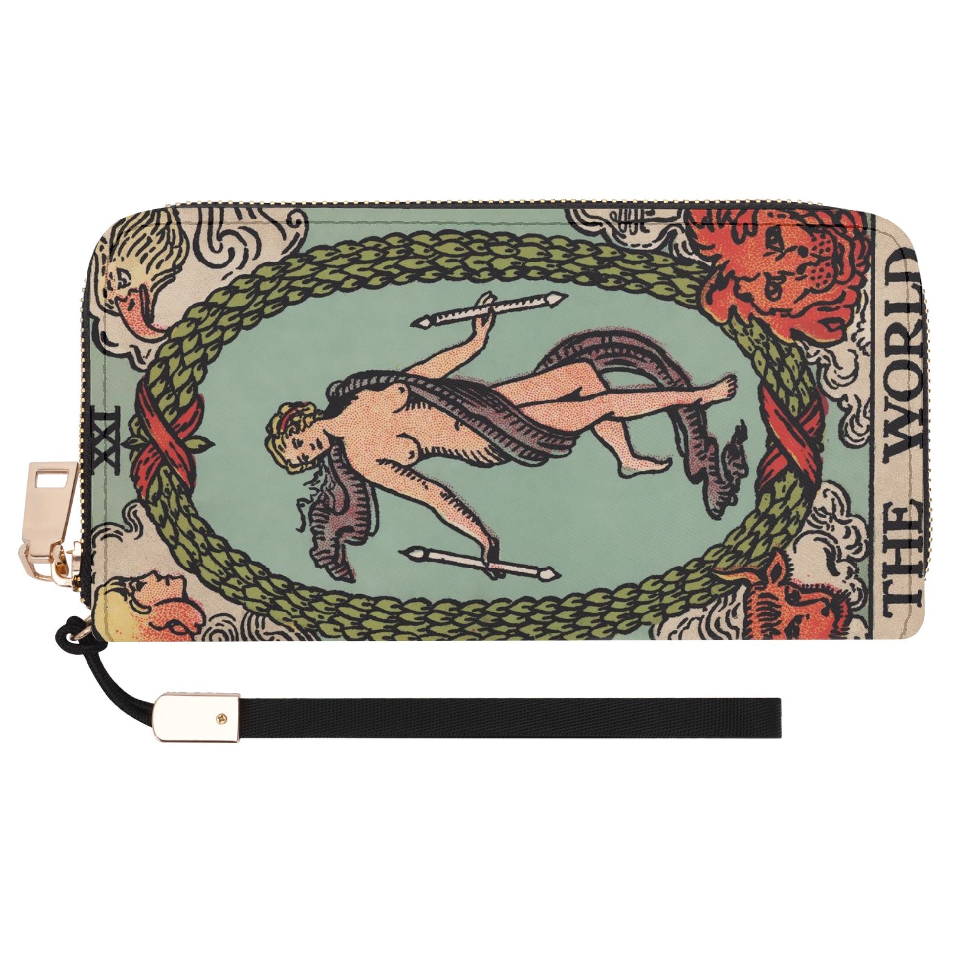 The World Tarot Wallet - Tarot Clutch - Vegan Leather Wallet - Vintage Tarot