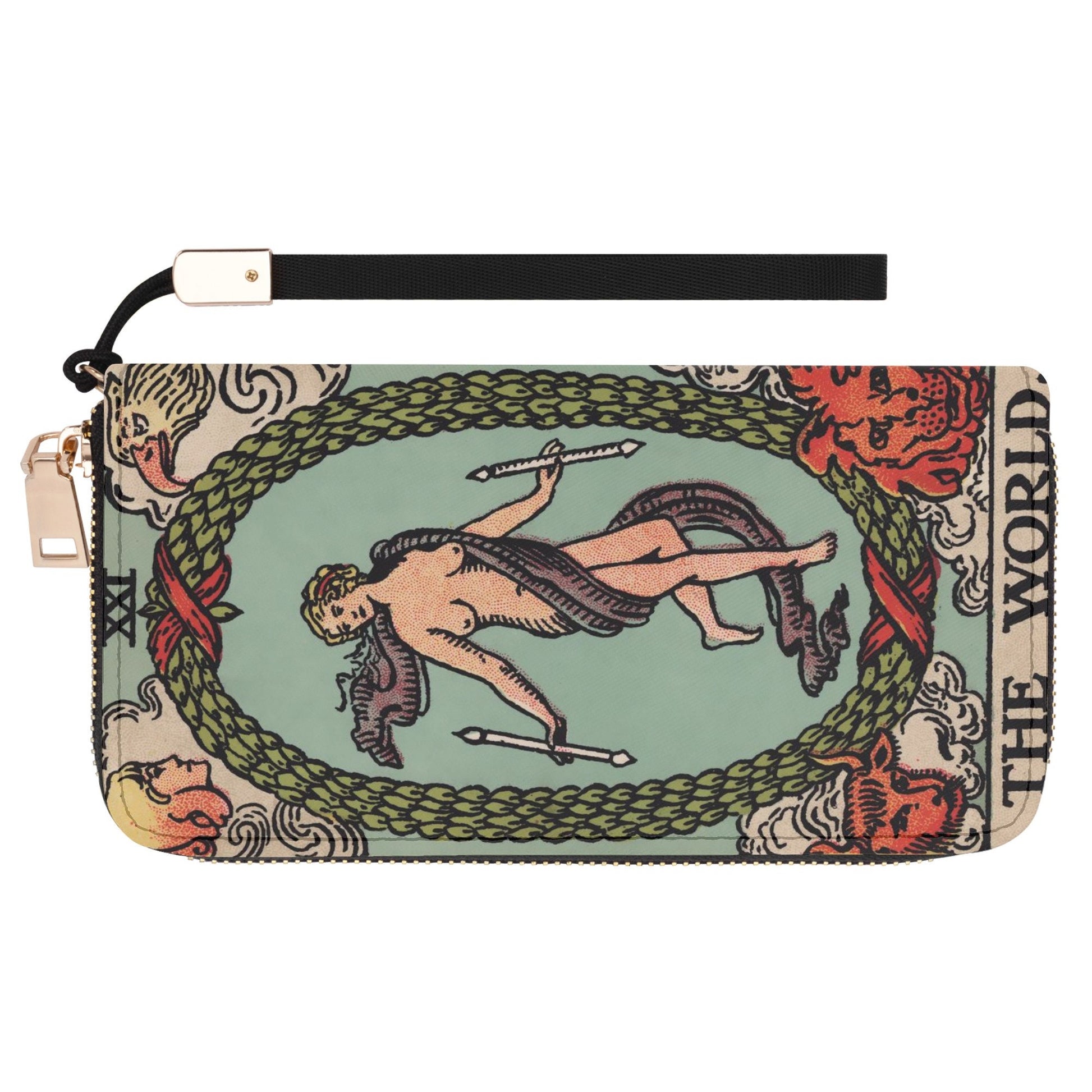 The World Tarot Wallet - Tarot Clutch - Vegan Leather Wallet - Vintage Tarot
