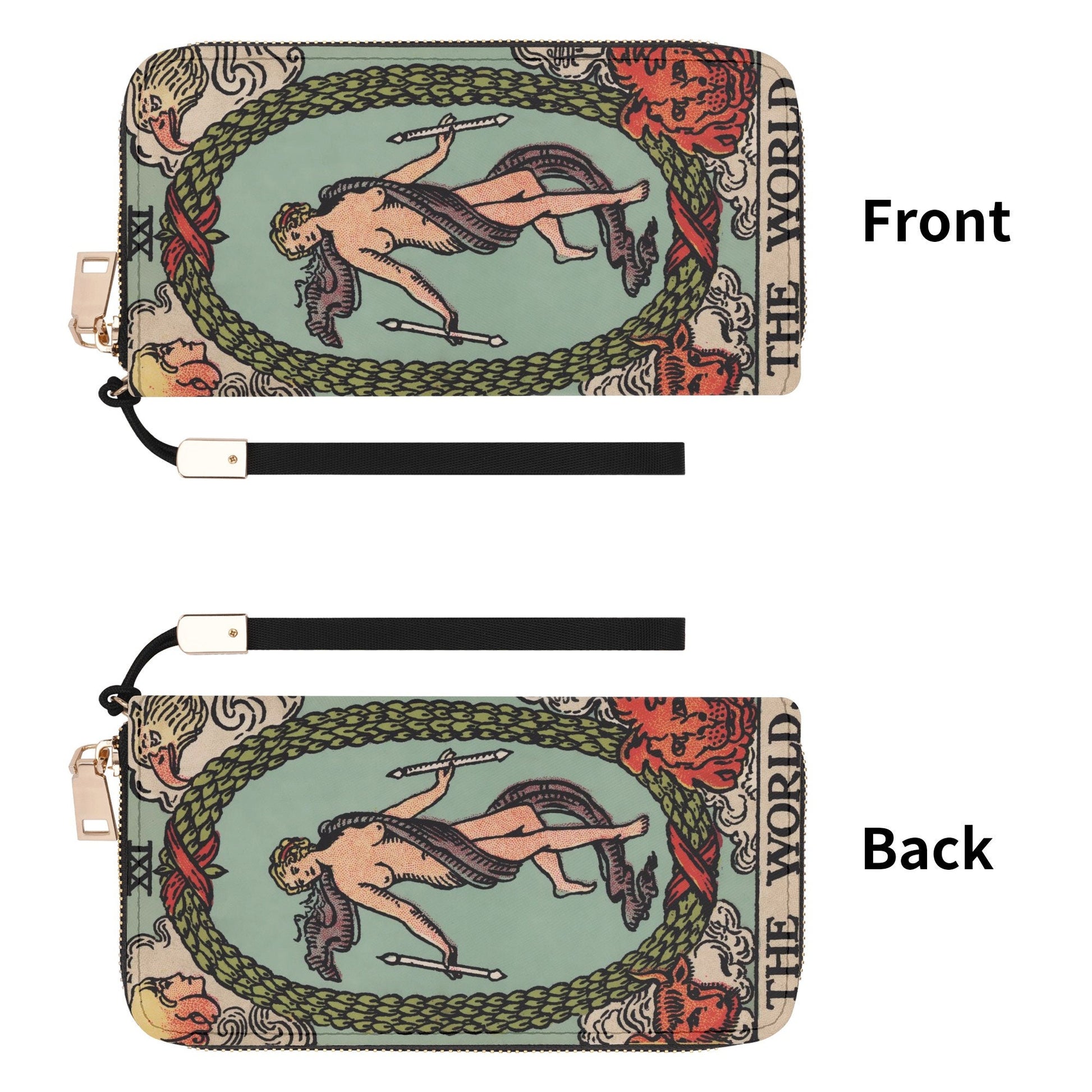 The World Tarot Wallet - Tarot Clutch - Vegan Leather Wallet - Vintage Tarot