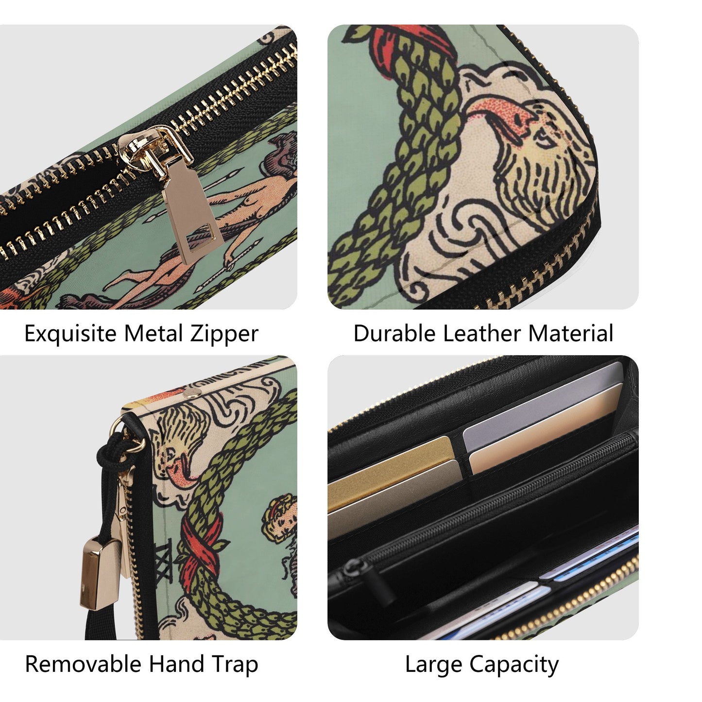 The World Tarot Wallet - Tarot Clutch - Vegan Leather Wallet - Vintage Tarot