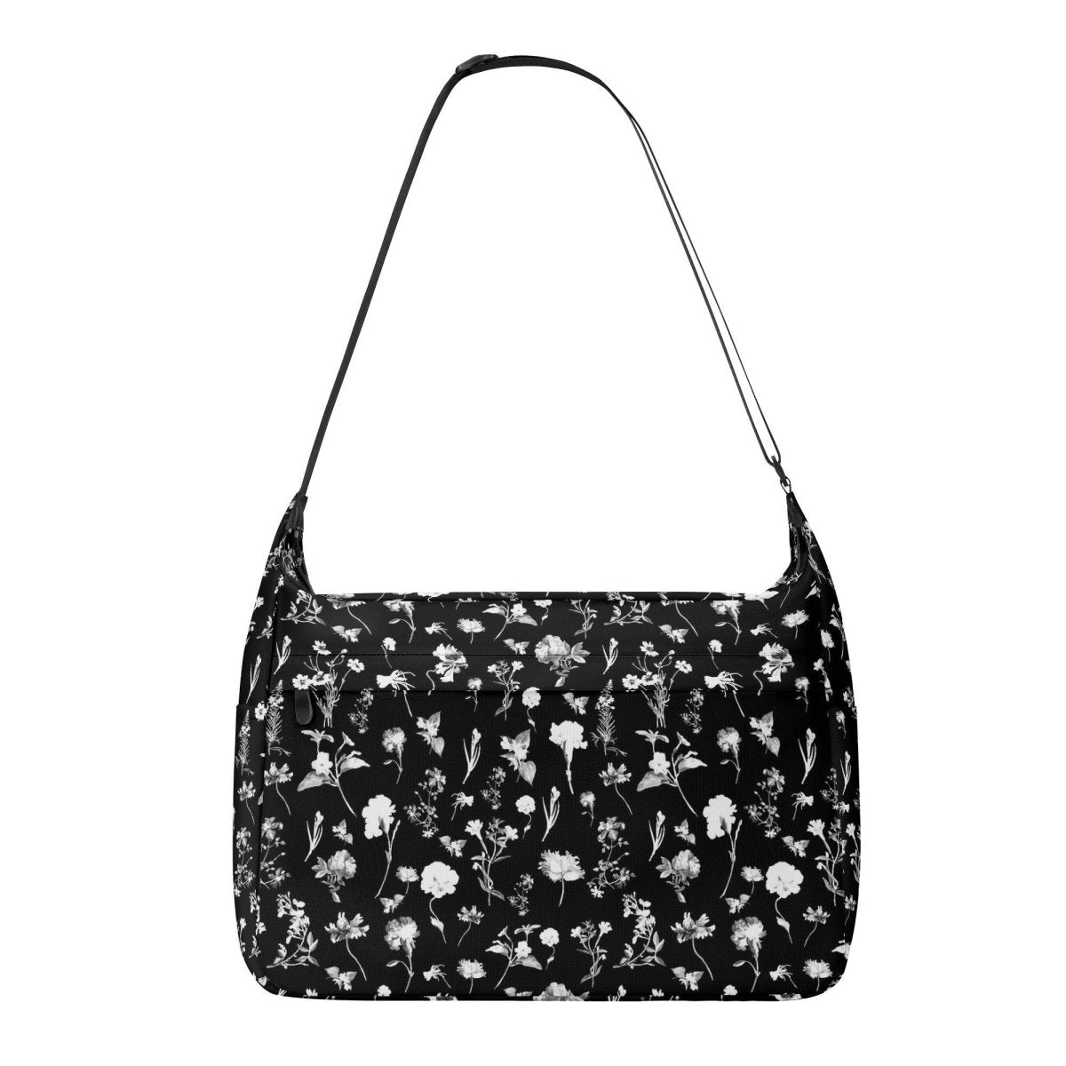 Black Floral Messenger Bag - Journey Laptop Messenger & Shoulder Bag