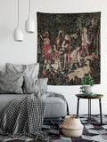 The Hunters Enter the Woods Tapestry - From The Unicorn In Captivity Series (Printed)