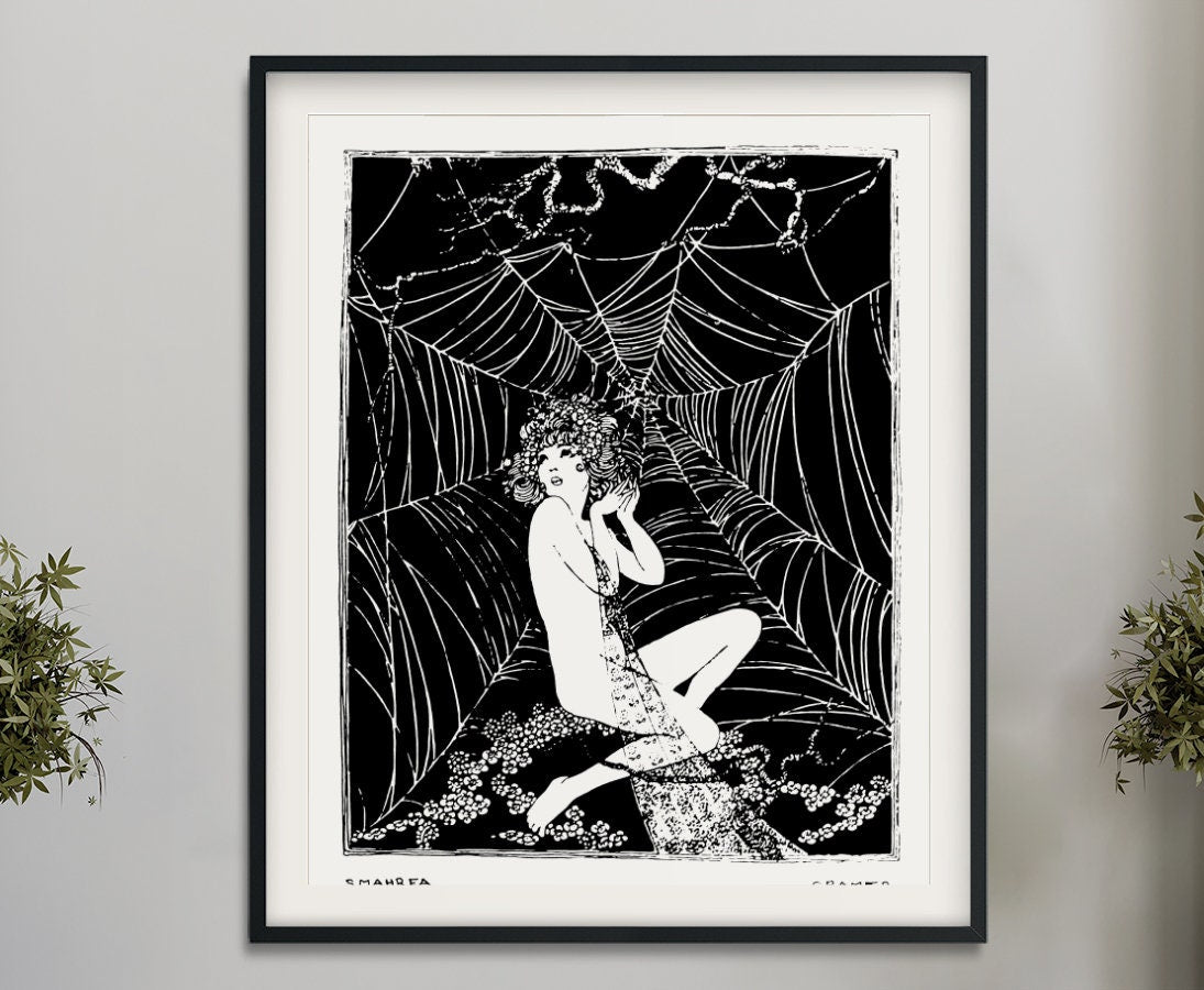 Girl Caught in Spiderweb Poster (No Frame)