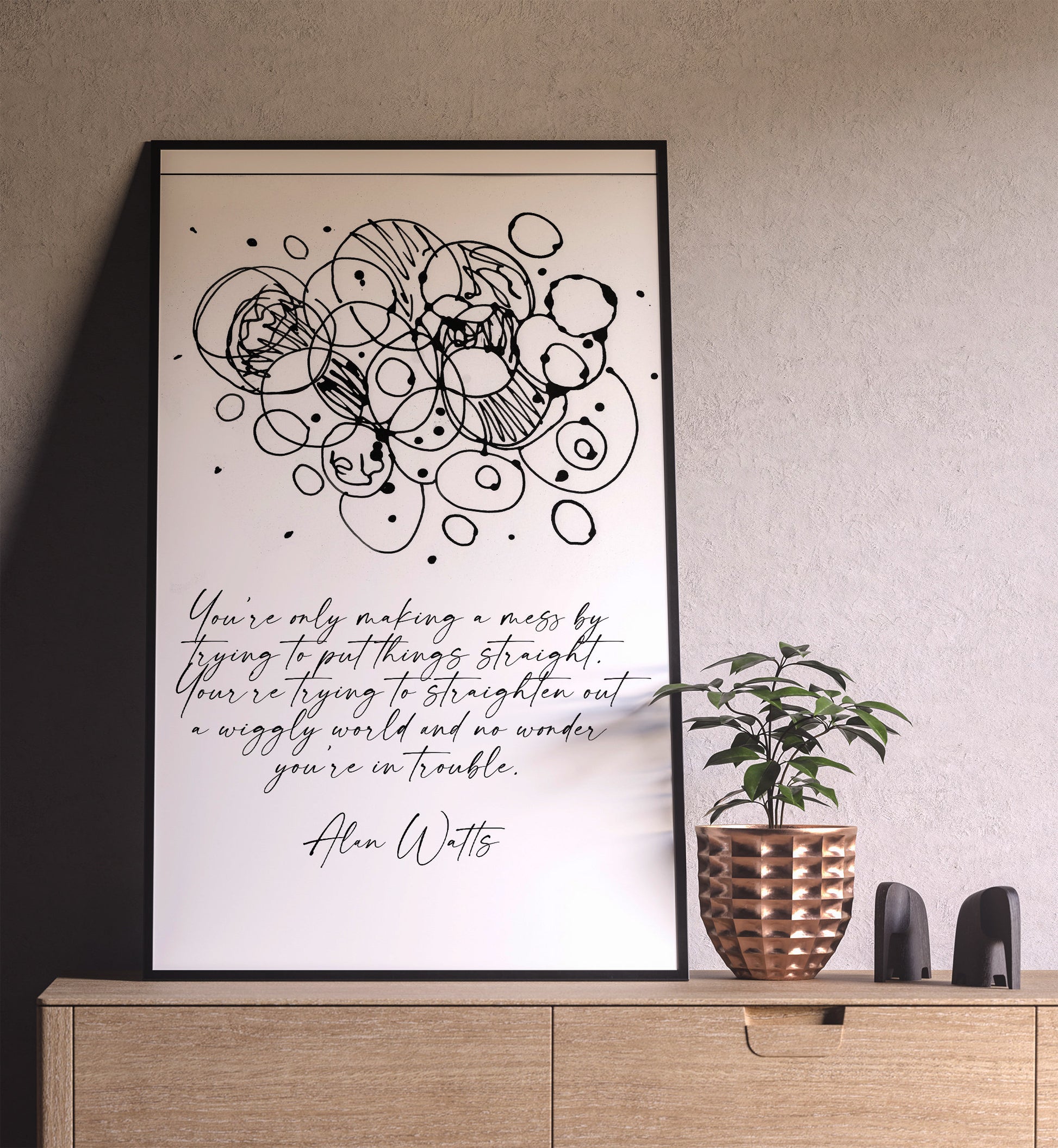 Wiggly World Quote - Alan Watts - Poster Bohemian Art Print Poster With Design no frame 20x30 Large