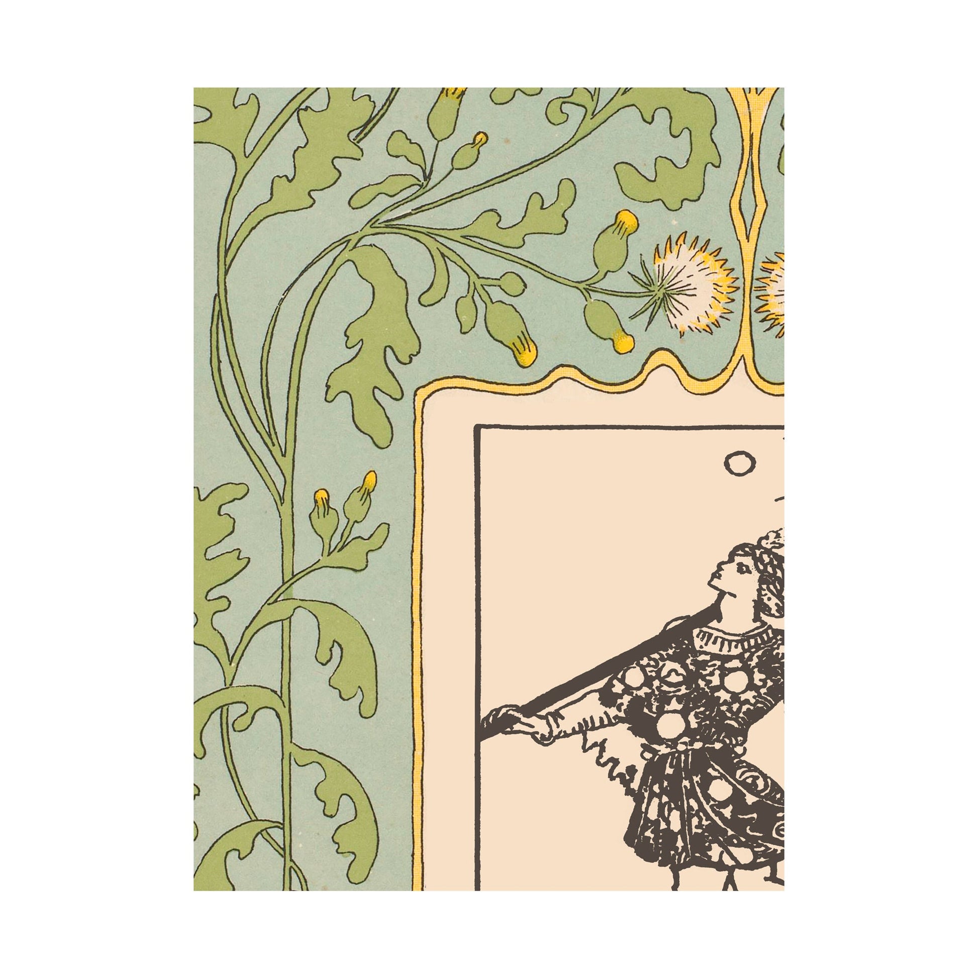 The Fool Print - Vintage Shabby Chic - Tarot Poster - Nouveau Tarot Card Poster - Green