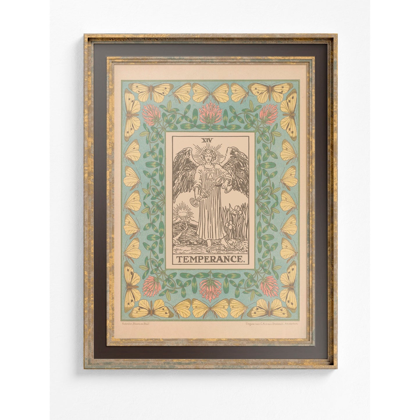 Temperance Print - Vintage Shabby Chic - Tarot Poster - Nouveau Tarot Card Poster - Blue and Pink