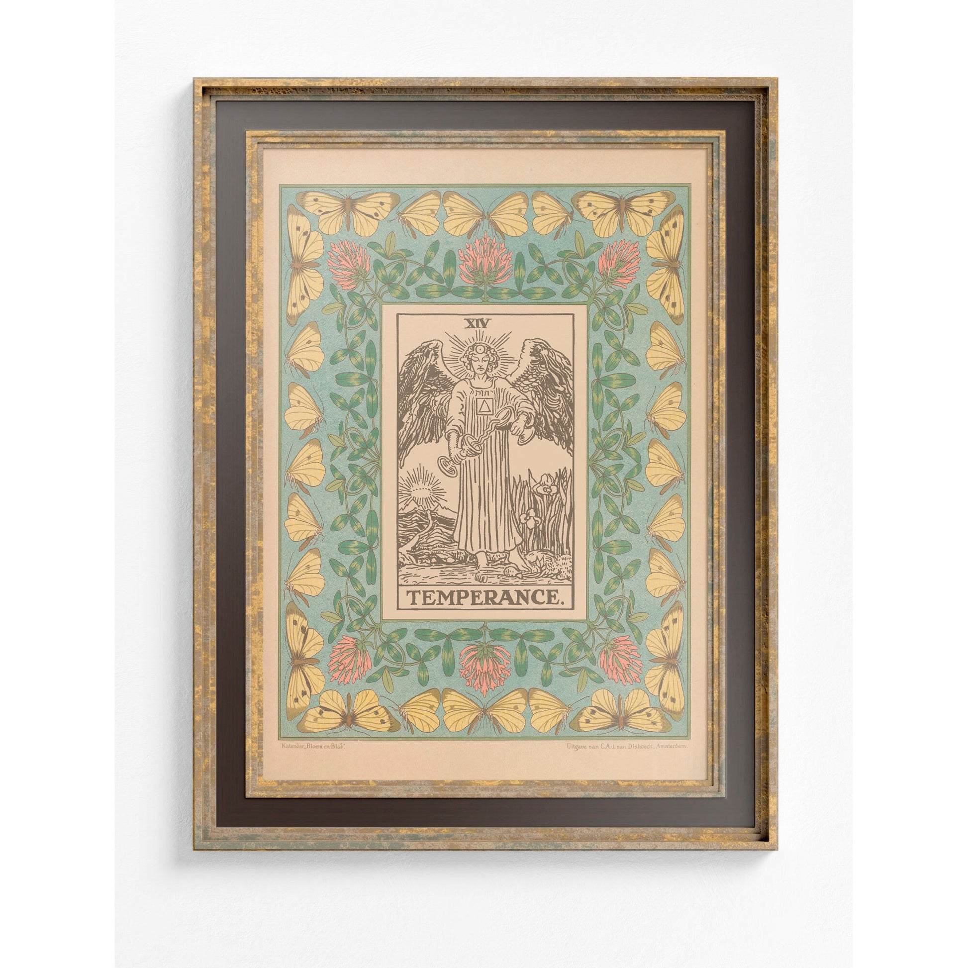 Temperance Print - Vintage Shabby Chic - Tarot Poster - Nouveau Tarot Card Poster - Blue and Pink
