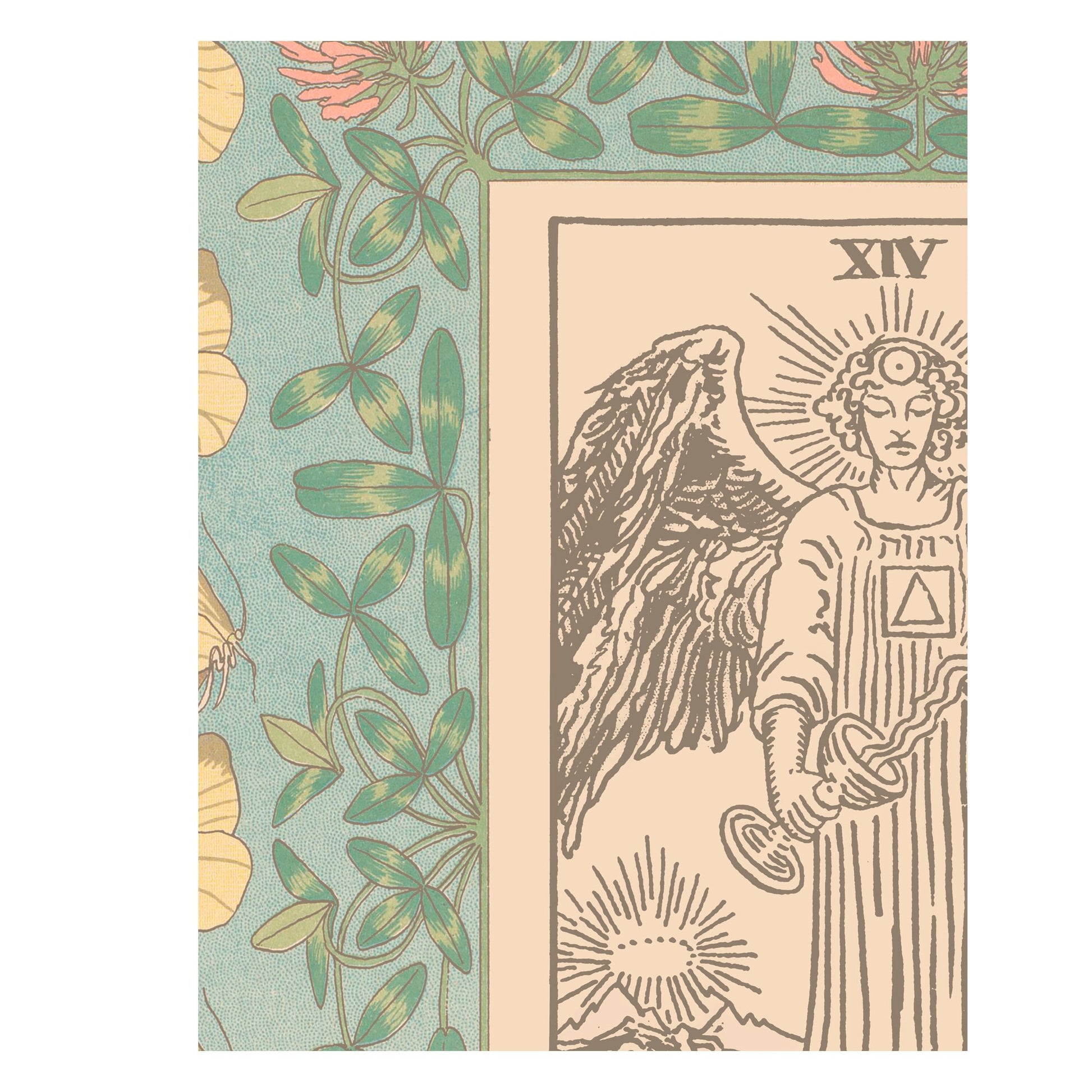Temperance Print - Vintage Shabby Chic - Tarot Poster - Nouveau Tarot Card Poster - Blue and Pink