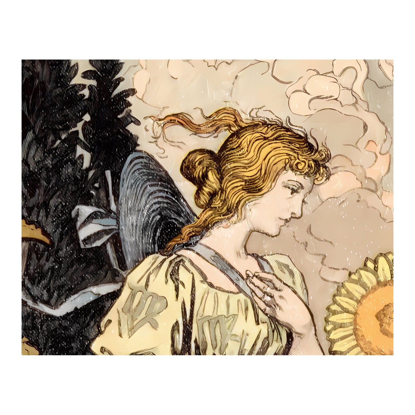 Art Nouveau Sunflowers Print - Vintage Shabby Chic - by Eugène Grasset - Vintage Paris, France Poster - Nouveau Design