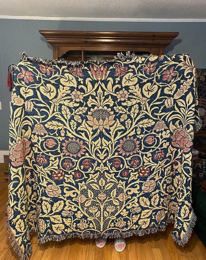 Floral Mandala Tapestry: Jacquard Woven Cotton Bohemian Blanket by DesignBohemian