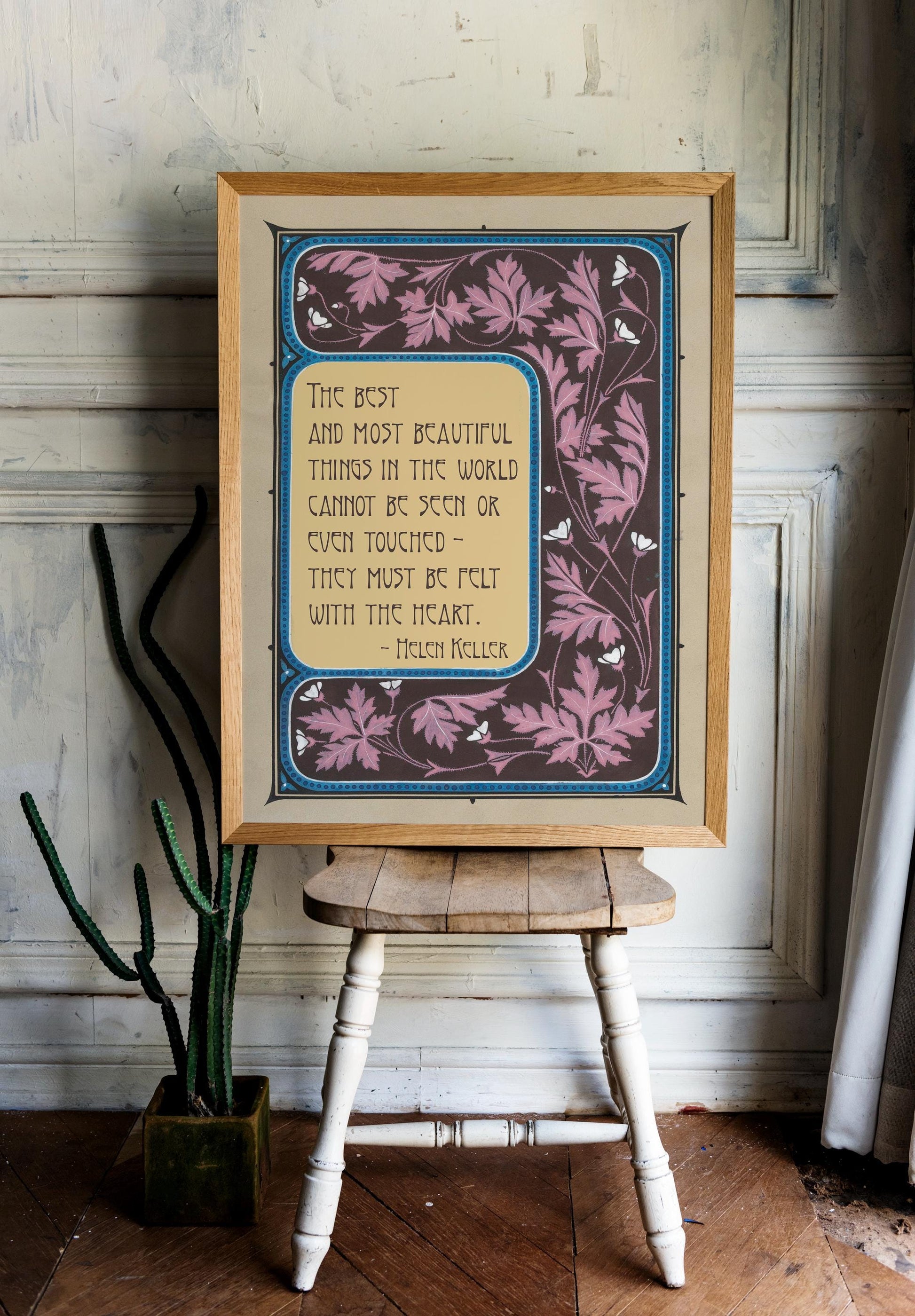 Helen Keller Quote Poem Print - The Best Things - Quote Bohemian Art - Poem Print - Love Poem - Purple and Beige - Customizable