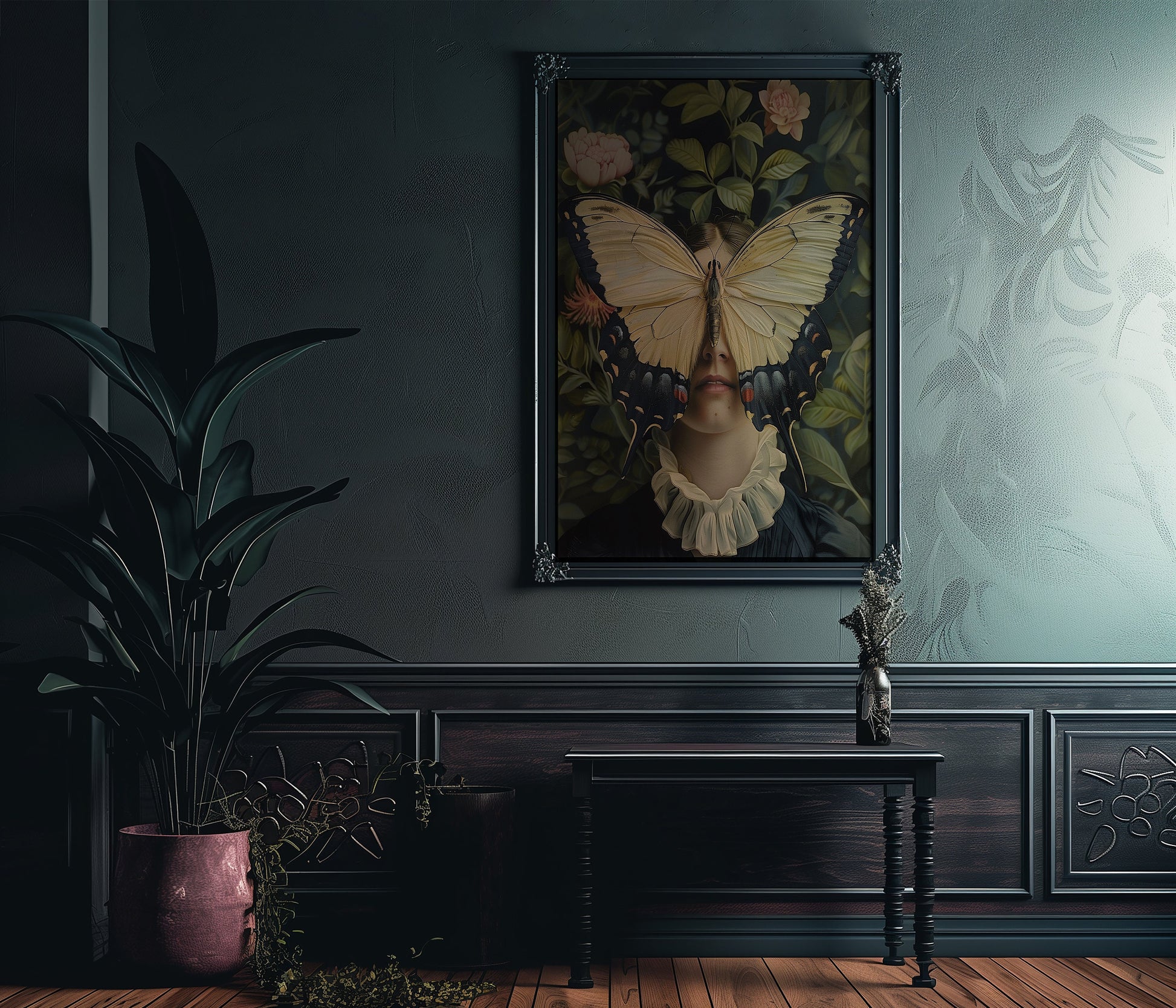 Butterfly Mask Poster - Gothic Poster - Cottagecore Gothic - Victorian Gothic Butterfly Eyes, No Frame
