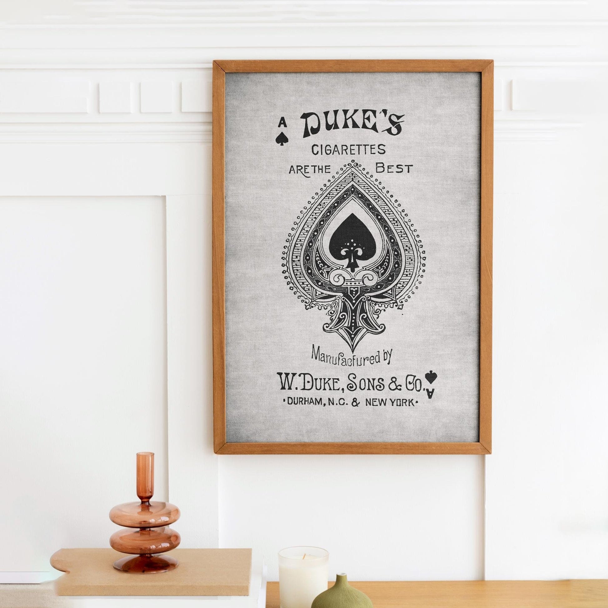 Vintage Ace of Spades Poster - Cigarettes Vintage Art - black and beige