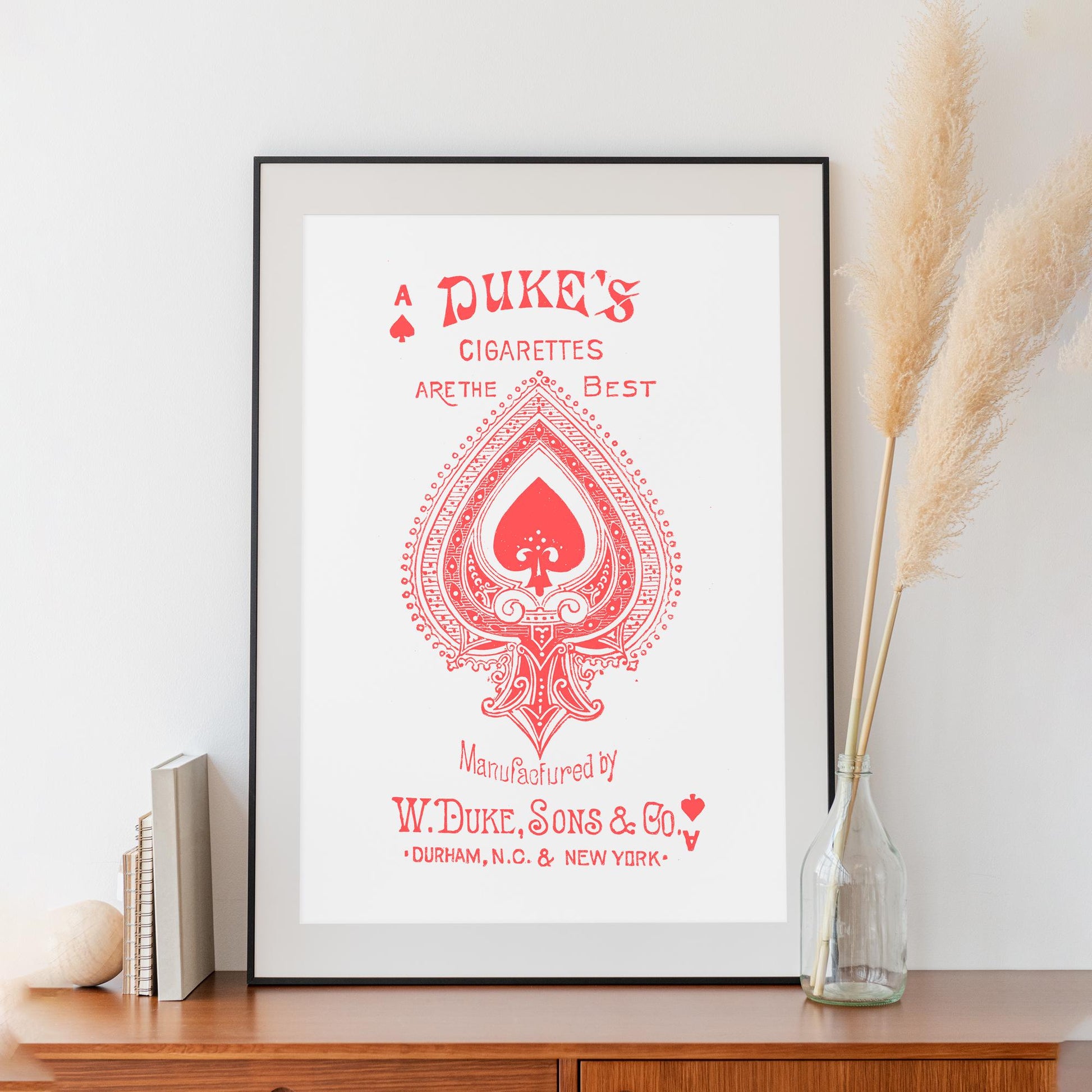 Vintage Ace of Spades Poster - Cigarettes Vintage Art - Red and White