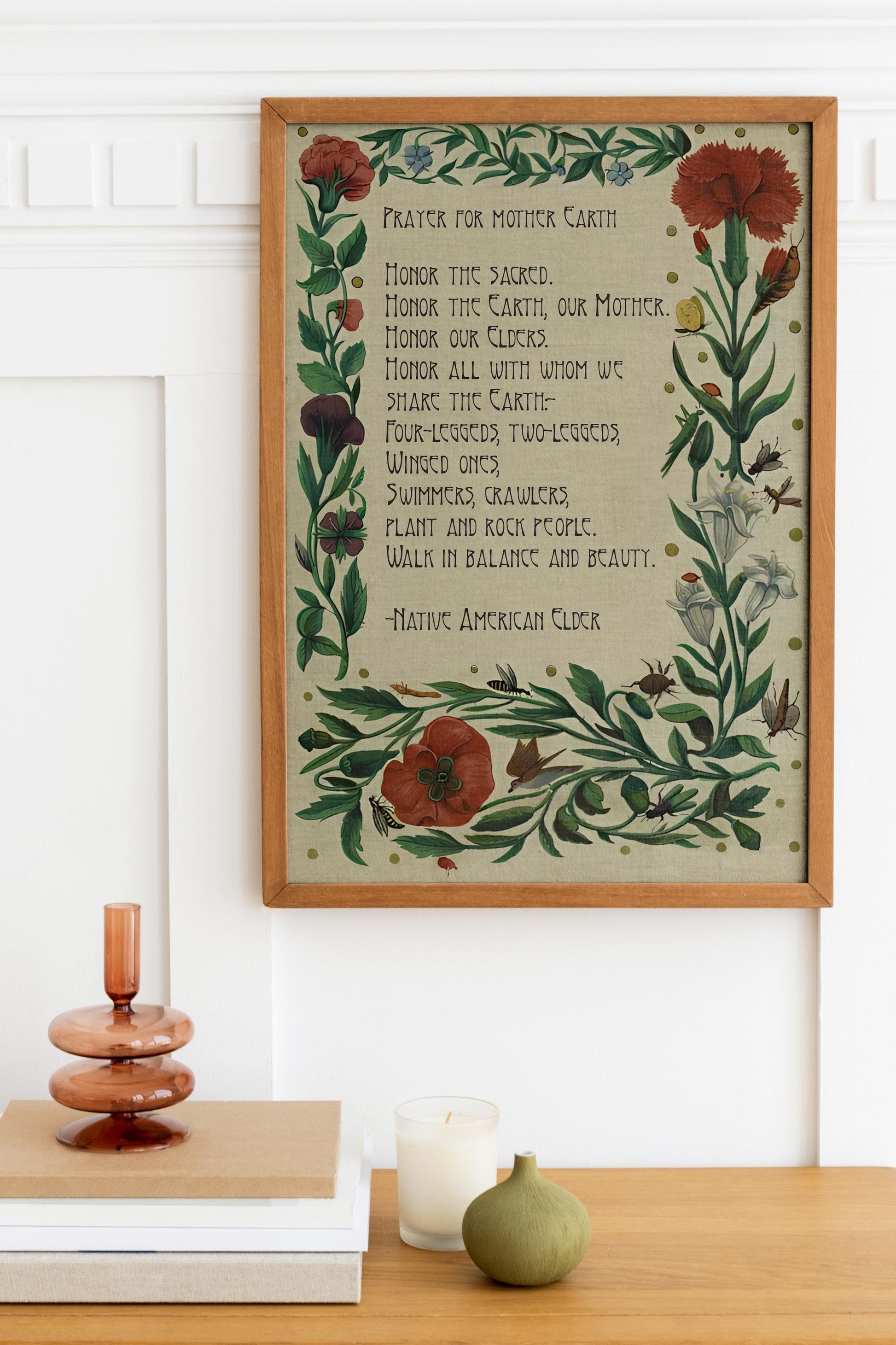 Prayer for Mother Earth Print - Native American Prayer Poem Print Large Artwork - Floral
