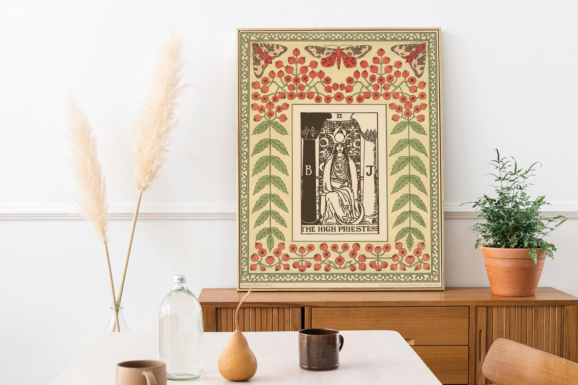 The High Priestess Print - Vintage Shabby Chic - Tarot Poster - Nouveau Tarot Card Poster