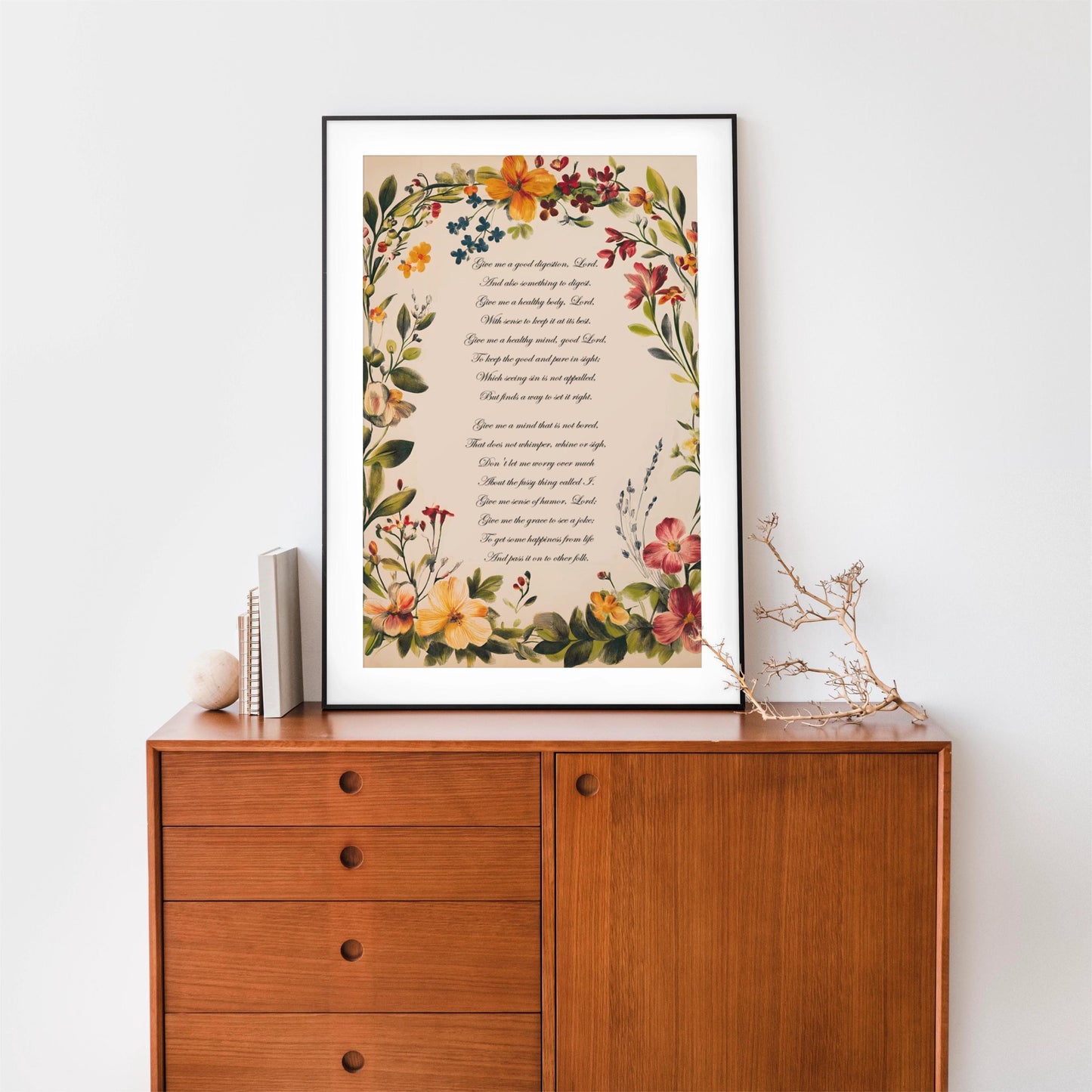 A Prayer Found in Chester Cathedral- Poem Poster - Quote Bohemian Art - Print Poster With Design - Customizable Wording - Vintage Flowers