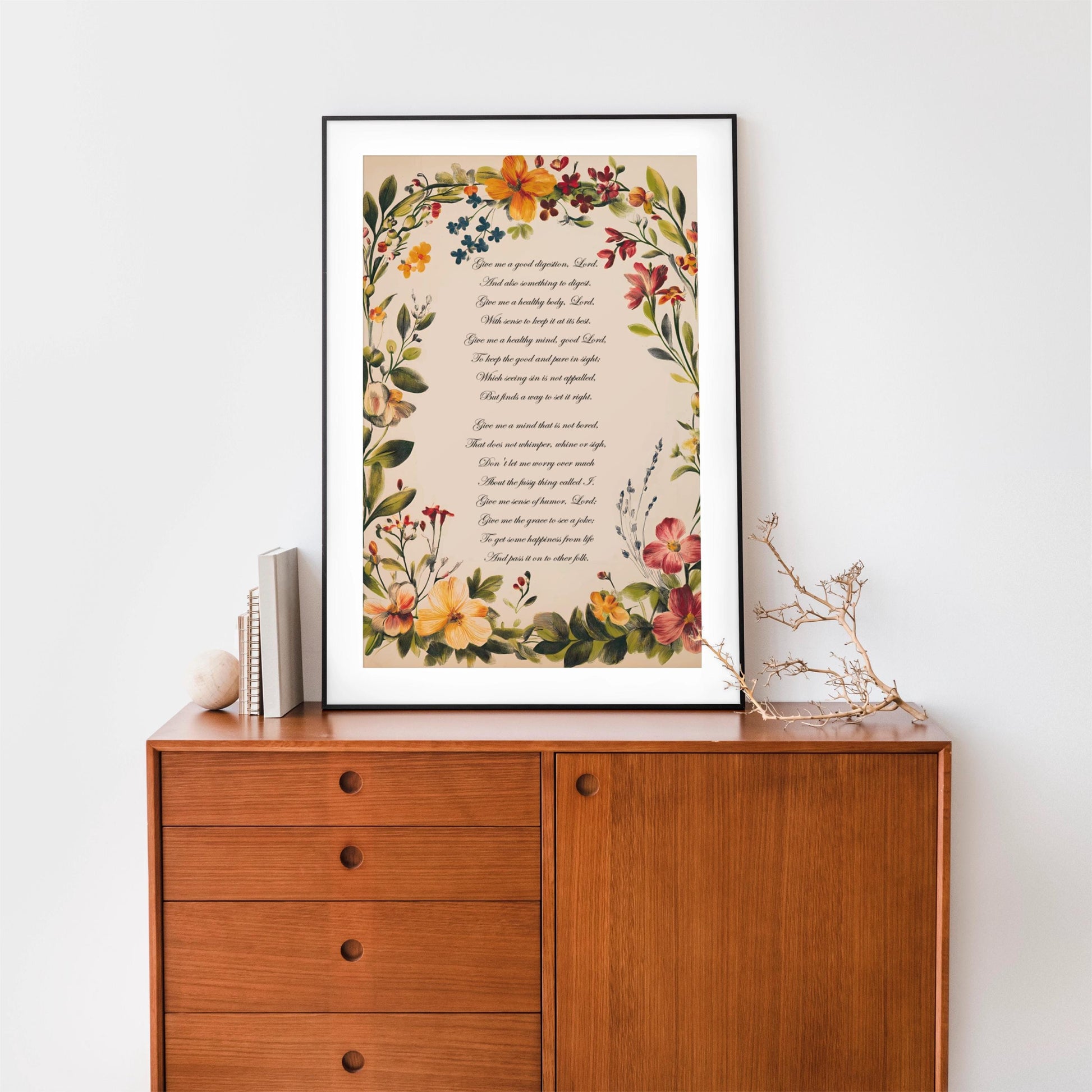 A Prayer Found in Chester Cathedral- Poem Poster - Quote Bohemian Art - Print Poster With Design - Customizable Wording - Vintage Flowers