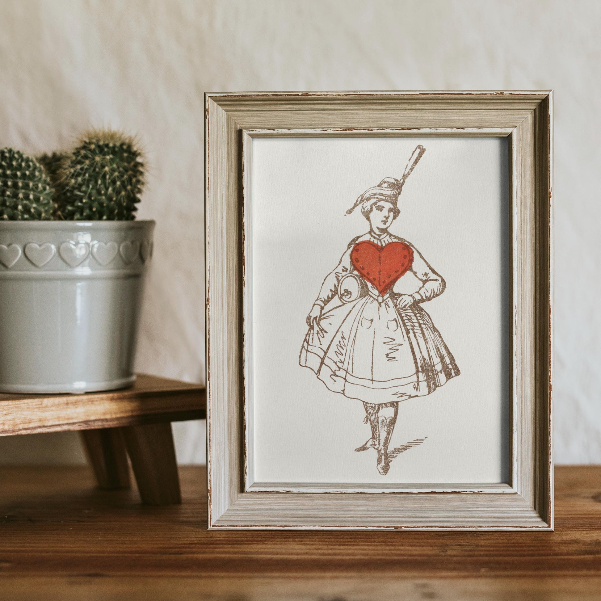 Ace of Hearts - Vintage Playing Card Print - Nouveau Card Poster - Cute Vintage Print