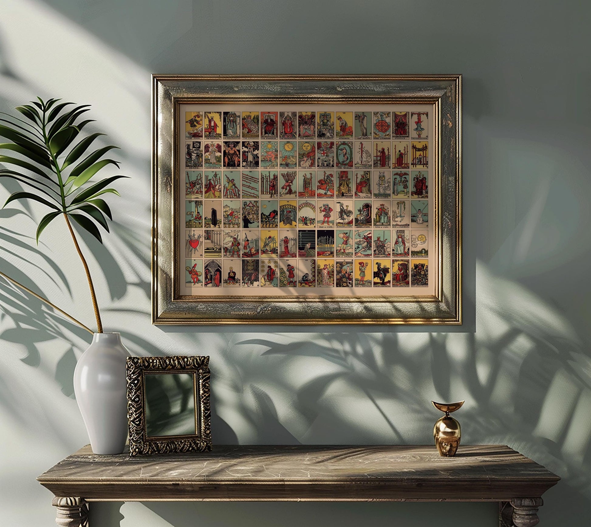 All Rider Waite Smith Tarot Cards Poster 78 cards on One Print (No Frame)