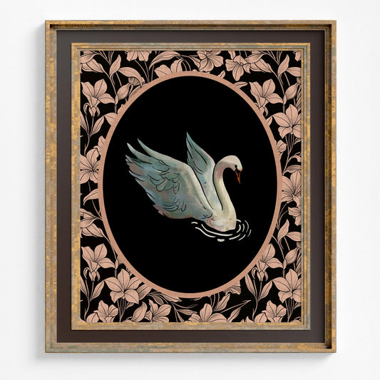 Swan Print, Vintage Swan Illustration (No Frame)