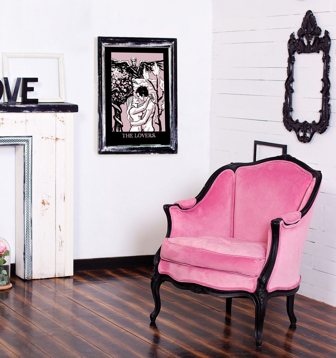 The Lovers Tarot Print: Goth Pastel Art Poster by DesignBohemian