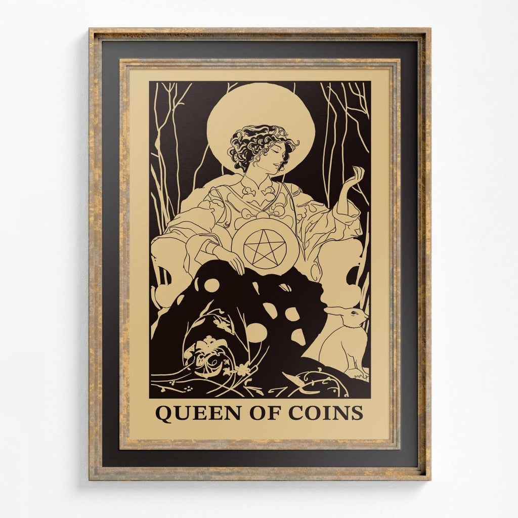 Art Nouveau Tarot Card Print - Queen of Pentacles Eclectic Poster