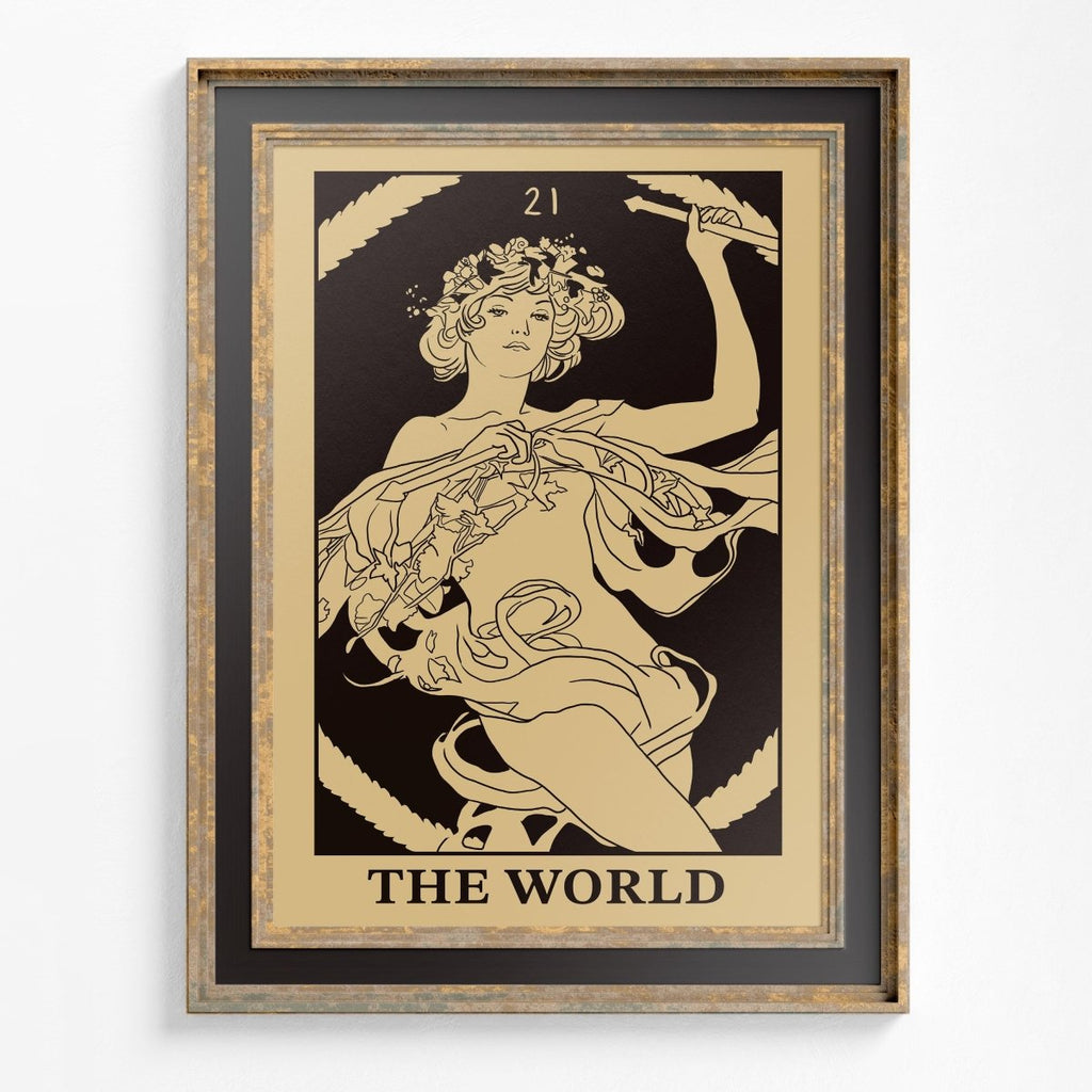 Art Nouveau 'The World' Tarot Card Print