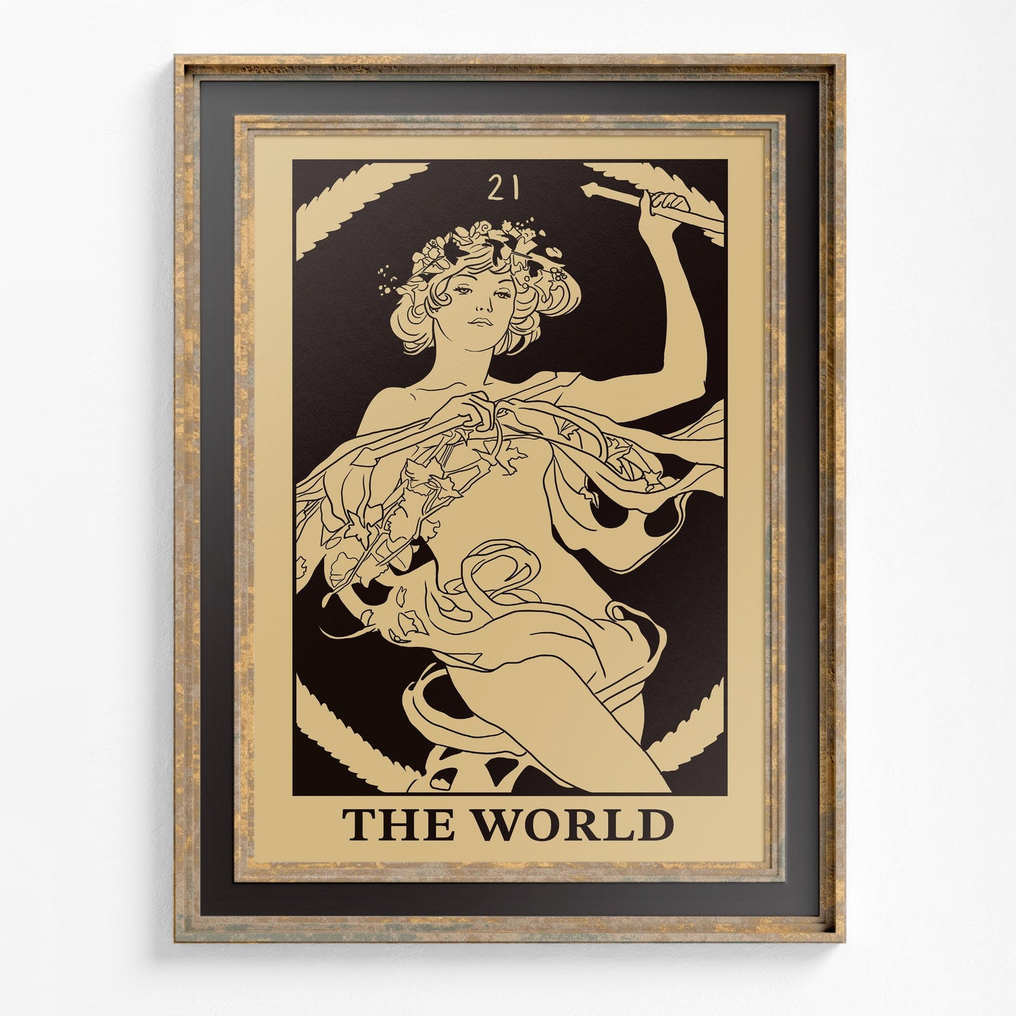Art Nouveau 'The World' Tarot Card Print