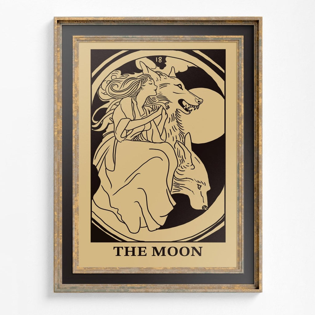 Art Nouveau The Moon - Tarot Card Print - The Moon Poster, No Frame