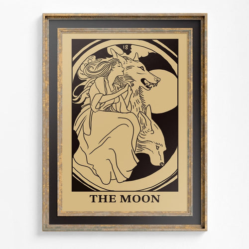 Art Nouveau The Moon - Tarot Card Print - The Moon Poster, No Frame