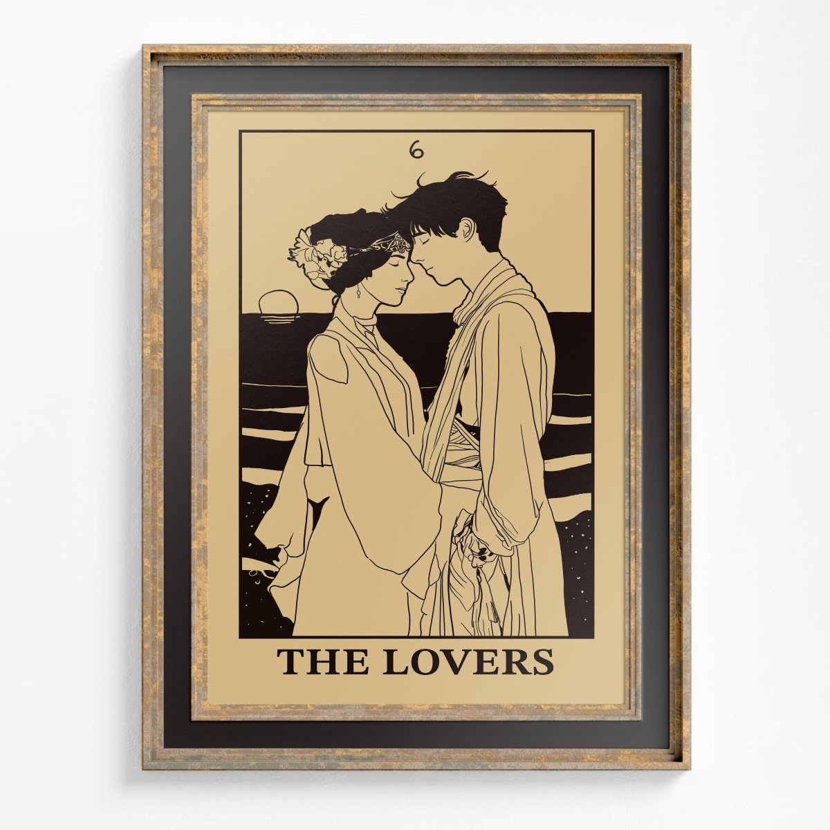 Art Nouveau Tarot Card Print - The Lovers Poster