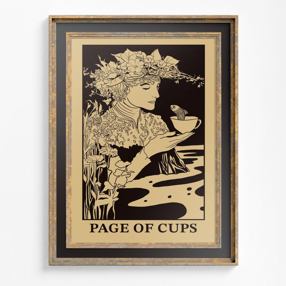 Art Nouveau Page of Cups Tarot Card Print