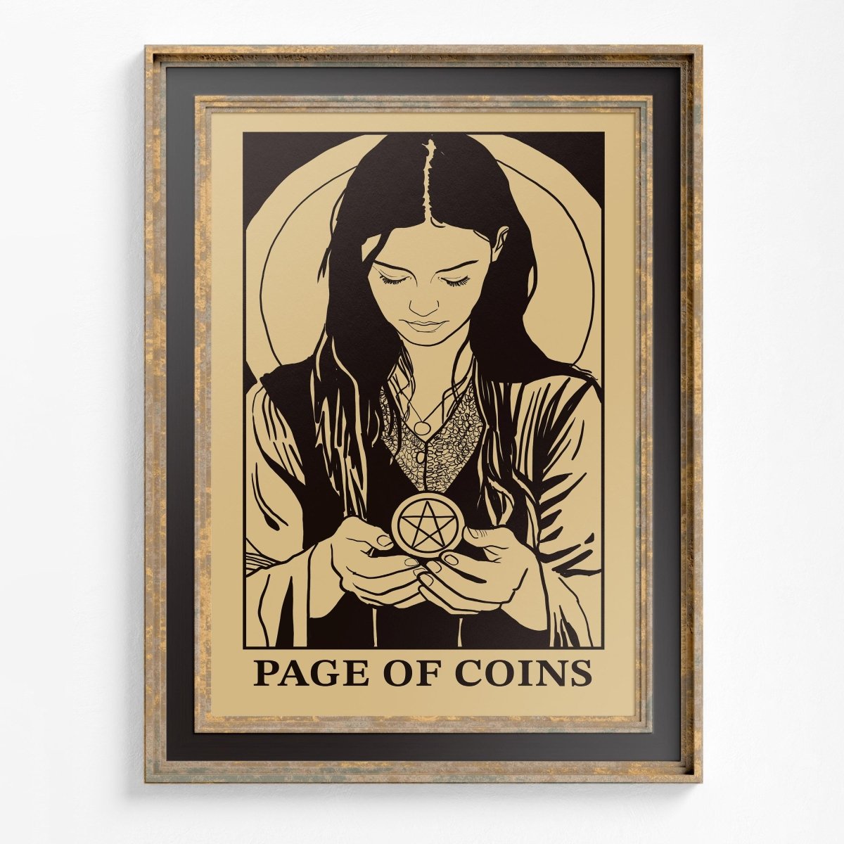 Art Nouveau Tarot Card Print - Page of Pentacles Poster