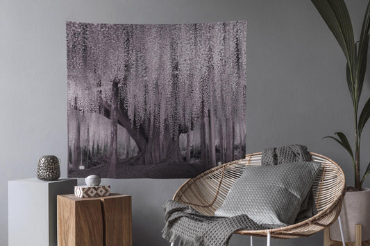 Wisteria Willow Tree Tapestry - Wisteria Purple Gray - Purple tree tapestry by DesignBohemian