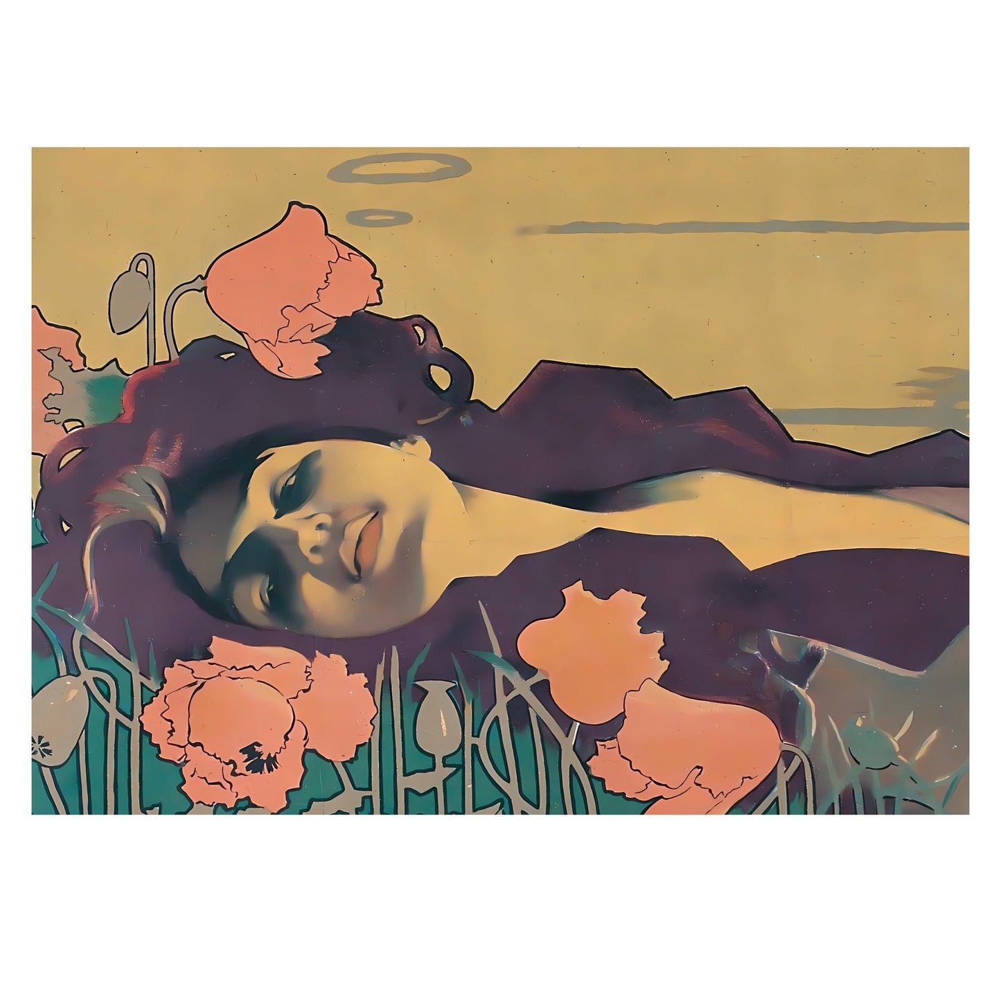 Art Nouveau Poster - Vintage Art Print - Paris - Purple and Green