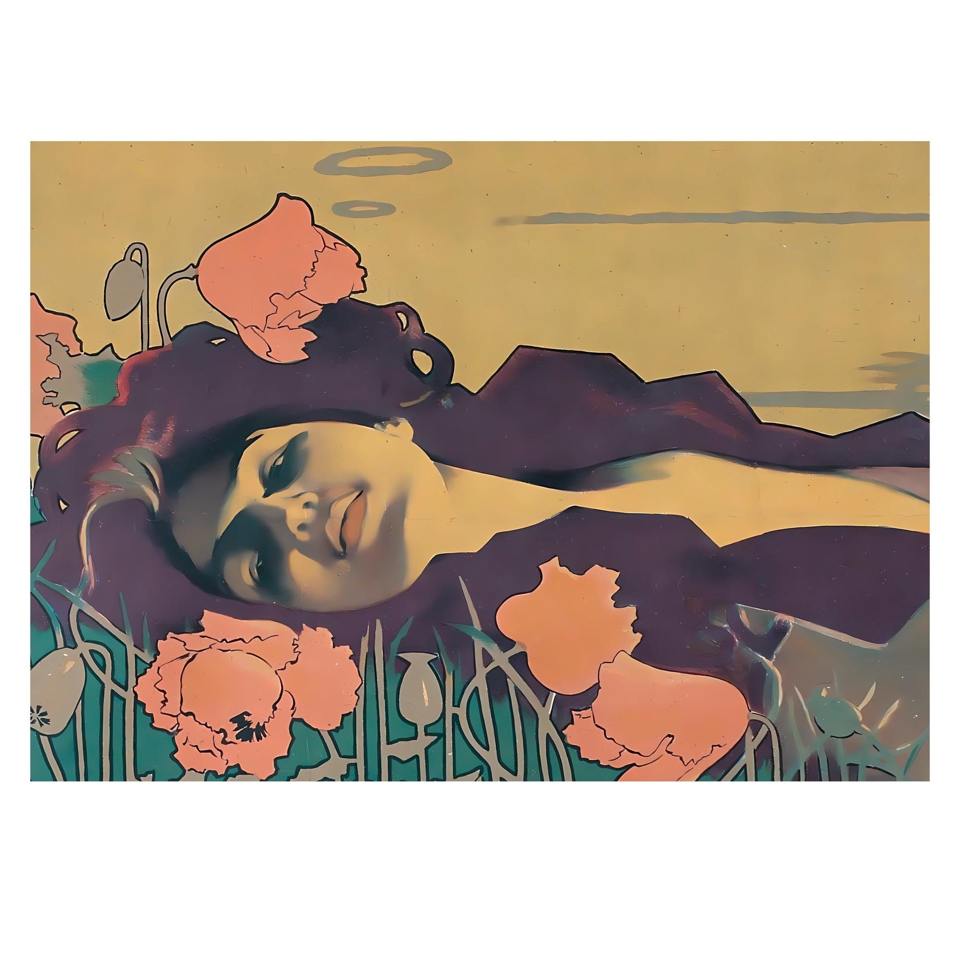 Art Nouveau Poster - Vintage Art Print - Paris - Purple and Green