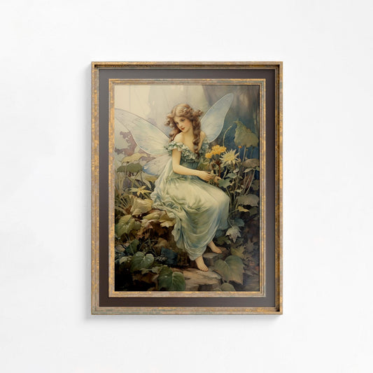 Vintage Fairy Print: Cottagecore Art, Archival Matte Paper by DesignBohemian