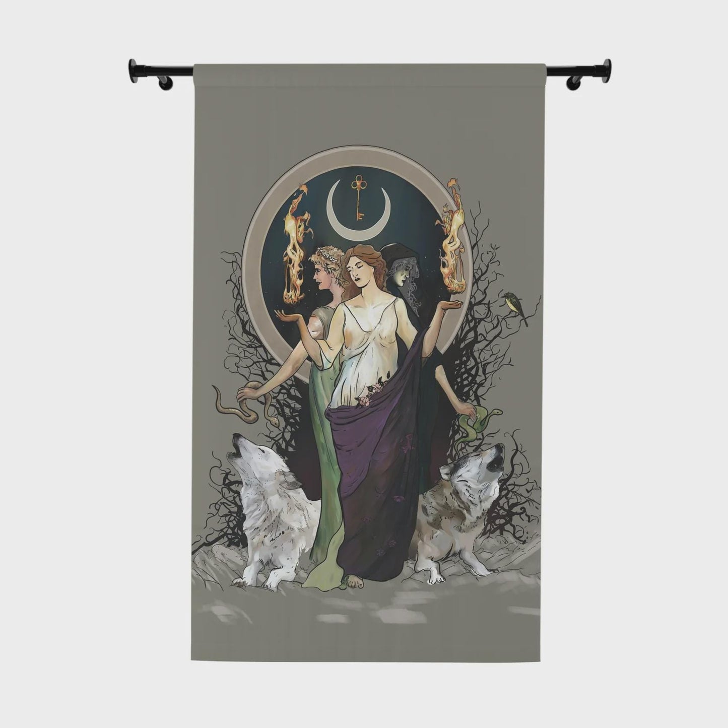 Hecate Moon Goddess - Curtain - Purple Dress Door Panel - Moon Alchemy Design Bohemian Art by DesignBohemian