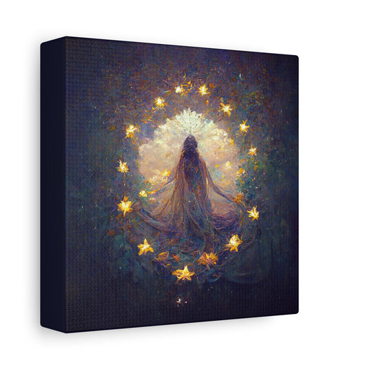 Starry Night Canvas Art: Ethereal Woman, Magical Home Decor by DesignBohemian
