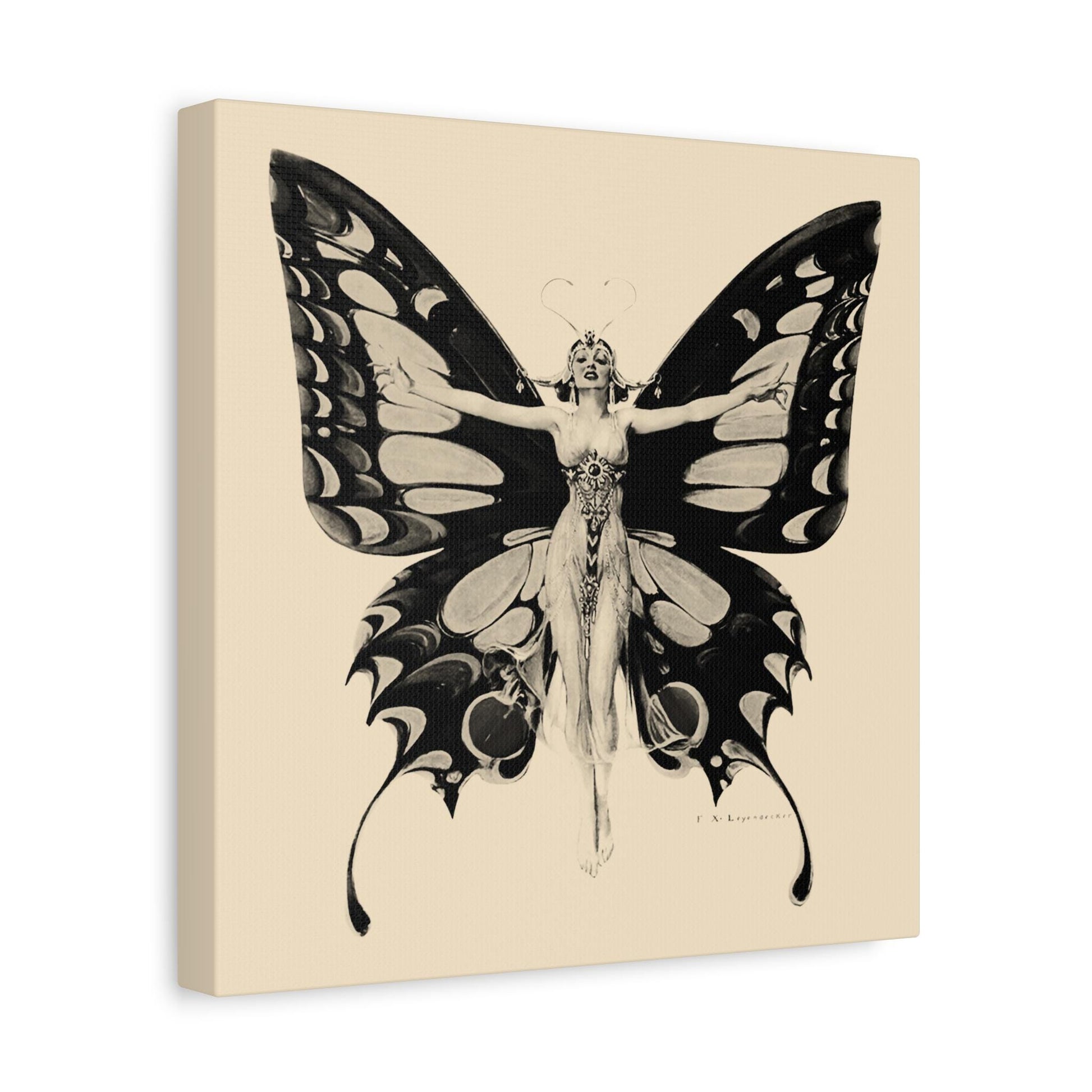 Butterfly Woman Art Nouveau Canvas Print: Bohemian Wall Decor by DesignBohemian